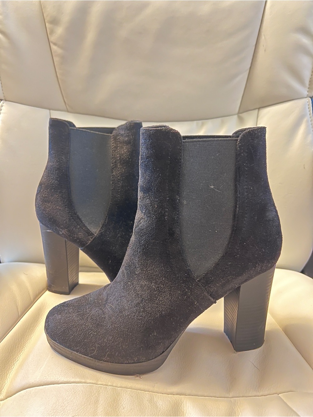 Wild Diva Black Suede Platform Chelsea Ankle Boots